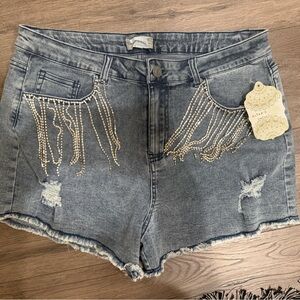 Altar'd State Shorts with Rhinestone Fringe